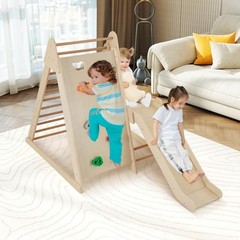 3-In 1 Jungle Gym Playground for Toddlers w/ Extended Slide & Wooden Climber
