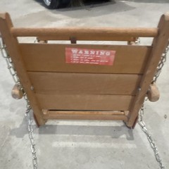 Wooden Outdoor Swing Seat with Chains, Safety Strap, for Ages 1-4 Years