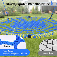 60″ Large Spider Web Saucer Tree Swing for Kids & Adults, 750Lbs Heavy Duty Outd