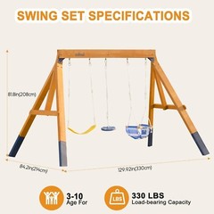 Robud 3 in 1 Wooden Playground Swing Set Kids Outdoor Backyard Playset Equipment