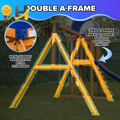 Wooden Swing Set with Saucer Swing Play Fort Bench with Table Sandbox Slide NEW