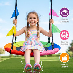 Tree Swing, 24 Inch Saucer Swing for Kids, 900Lbs Weight Capacity, with Adjustab