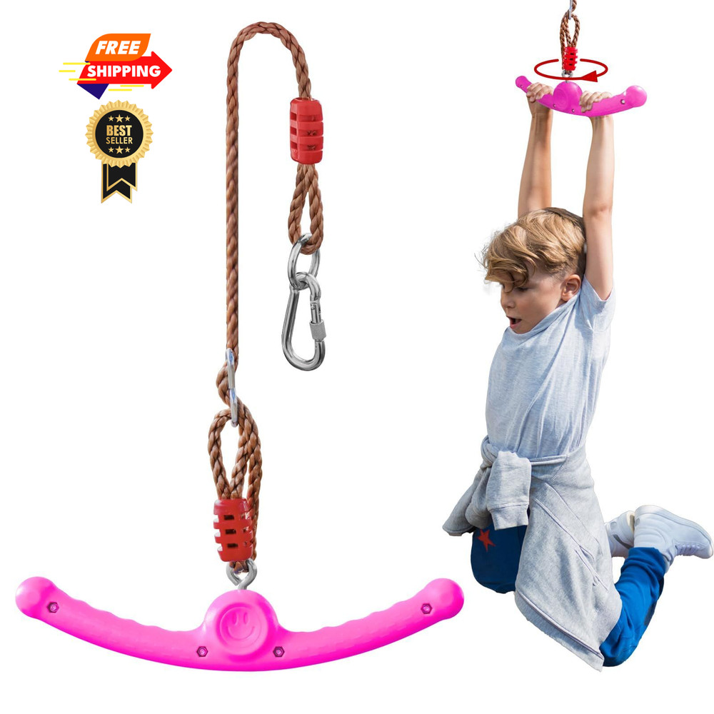 Ninja-Twister 360° Spin Handle: Slackline Swing Attachment for Kids Rose Red