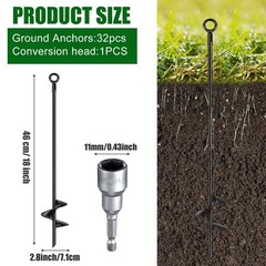 Chumia 12 Pcs 18 Inch Ground Anchor Spiral Blade Heavy Duty Earth Anchors Swi…