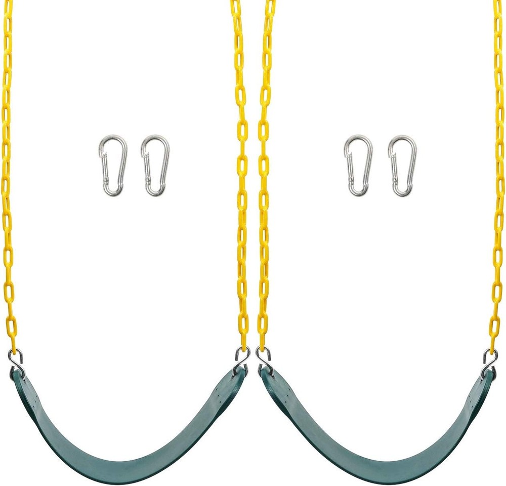 2PCS Swings Seats Heavy Duty with 66″ Chain, Playground Swing Set Accessories Re