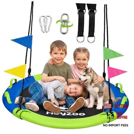 43 Inch Tree Swing, 900lbs Weight Capacity Saucer Swing Sets Green and Blue