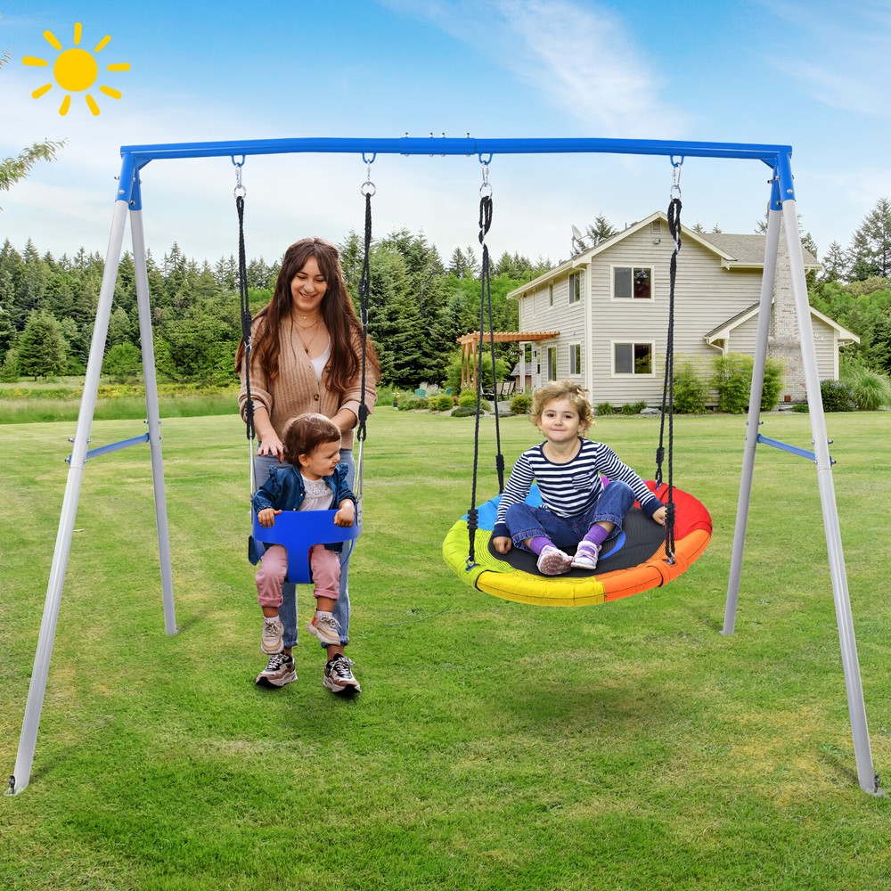 Trekassy 440LB Kids Swing Set with 2 Swings Backyard Heavy Duty Swing Stand