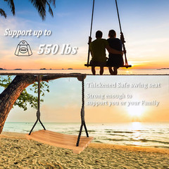 Wooden Swing Seat, Hanging Tree Swing for Adults Kids Outdoor Wood Swing Set Acc