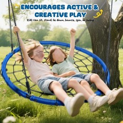 NEW 40in Spider Web Saucer Tree Swing 750LB Outdoor Net Swing Blue