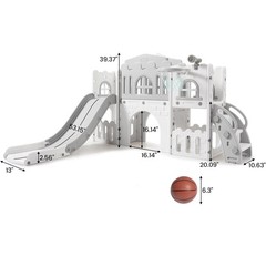 8 In 1 Toddler Slide & Climber Set Indoor Outdoor Playground for 1-3 Kids Gray