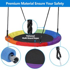 40″ Saucer Tree Swing Set for Kids Rainbow Flying Swing Seat with Hanging Ropes