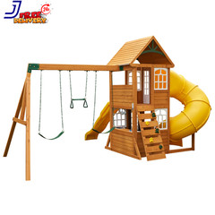 Castlewood Wooden Swing Set Playset with Clubhouse Mailbox Slide and Play Kitche