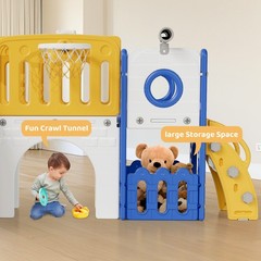 9 in 1 Large Toddler Slide Set, Kids Climber Slide Playset for Indoor & Outdoor