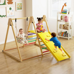 Indoor Jungle Gym, 3 in 1 Wooden Foldable Montessori Toddler Climbing Toys with