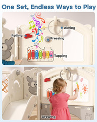 Toddler Slide Set with Basketball Hoop, Golf Game & Drawing Board, 13-In-1 Indoo
