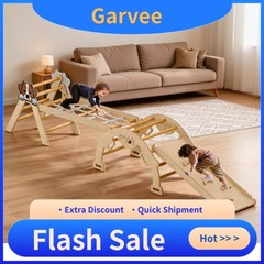 For Ages 1-3 Toddler Indoor Activity This 4-in-1 Wooden Climbing Frame Triangle