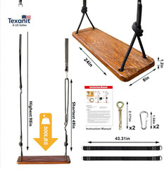 Wooden Swing,Wood Tree Swing for Adults Kids,Adjustable Climbing Rope plus Tree