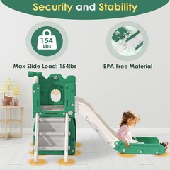 7 in 1 Toddler Slide, L-Shaped Baby Slide for Toddlers Age 1-3 with Basketball H
