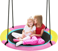 HOTJUMP 40 Inch Saucer Tree Swing for Kids Outdoor, Textilene Fabric Tear & UV R