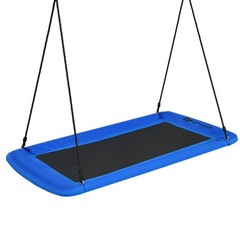 Goplus 700lbs Giant 60″ Platform Tree Swing Outdoor w/ 2 Hanging Strap Blue