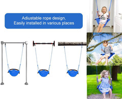 Adjustable Hand-Knitting Toddler Swing Seat for Indoor/Outdoor Use (Blue)
