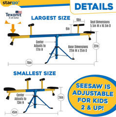 Swivel Teeter Totter Indoor for Toddlers Age 2-5, 360 Seesaw Frame Expands for K