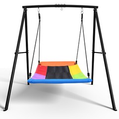 440lbs Heavy Duty A-Frame Metal Stand with 60″ Large Platform Swing for Outdoor