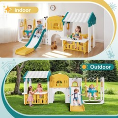 10in1 Toddler Slide Swing Playset Climber w/Playhouse Playground Indoor Outdoor