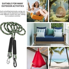 Heavy Duty Tree Swing Rope Set 5.6ft Green Adjustable Hammock Straps