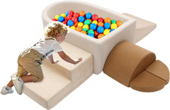 Foam Climbing Blocks with Ball Pit for Toddlers, 6-Piece Soft Play Set Toddler C