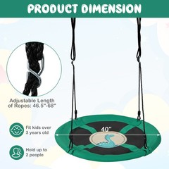 40″ Saucer Tree Swing Adjustable Hanging Ropes Outdoor Playground Backyard Green