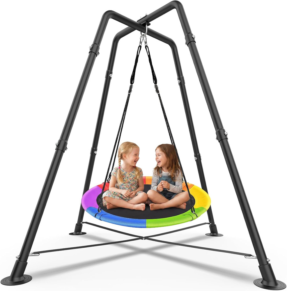 Swing Set with 35” Saucer Swing, Sensory Swing Set, Metal 32mm Diameter Swing S