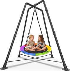 Swing Set with 35” Saucer Swing, Sensory Swing Set, Metal 32mm Diameter Swing S