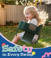High Back Full Bucket Toddler Swing – Safe Outdoor Baby Swing with Coated Chains