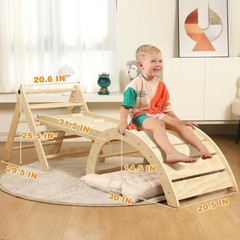 7-in-1 Montessori Pikler Triangle Set with Cushion, Ramp, Arch & Ladder