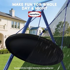 3-in-1 Swing Set for Backyard for Kids 3-8, 550lbs, Heavy Duty Metal A Blue