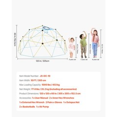 Uimoso 10FT Geometric Climbing Dome for Kids, 1000LBS Capacity Jungle Gym