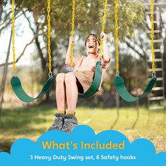 3 Pack Green Swing Seats Heavy Duty with 66″ Chain, Swing Set Accessories Replac