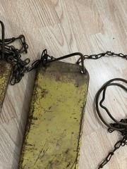 2 1960s Vtg Yellow Metal Flat Swing Seat w/original chain industrial decor
