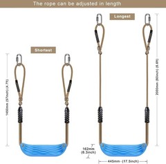 SELEWARE 2 Pack Non-Slip Plastic Swing Seat, Heavy Duty Tree Swing Set *BLUE*