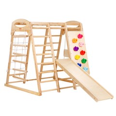 VEVOR Indoor Jungle Gym 7-in-1 Toddler Indoor Playground Wooden Climbing Toys M