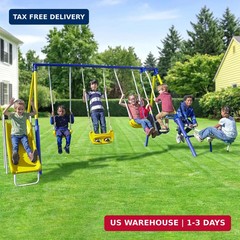 Royal Fun Metal Swing Set for Kids Ages 3-8 with 2 Swings, Standing Swing, Glide