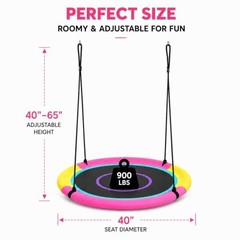 40 Inch Saucer Tree Swing for Kids Outdoor, Textilene Fabric 40inch | Pink