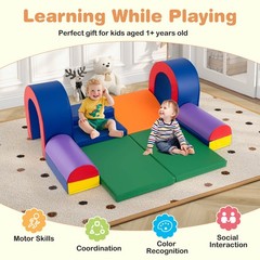 10-Piece Foam Climbing Blocks Soft PU Leather Play Gym for Crawling and Sliding