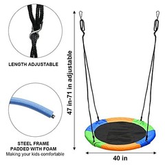 40 Inch Saucer Tree Swing, Large Rope Swing with Children Swing Multicolor
