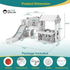 9IN1 Toddler Slide Climber Playset Playhouse Indoor Outdoor Playground