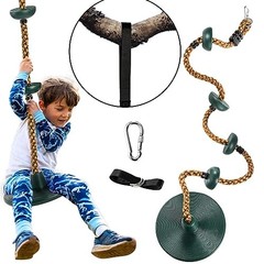 Climbing Rope with Platform and Disc, Tree Swing Seat Set Outdoor Playground