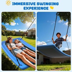700lb Giant 60″ Skycurve Platform Tree Swing for Kids and Adults with 2 Hangi…