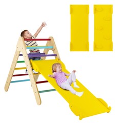 3-in-1 Wooden Climbing Triangle Set Triangle Climber w/ Ramp Multi-color
