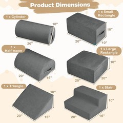 6 Pcs Toddler Climbing Blocks with Handles Chenille Fabric Cover Corner Play Gym